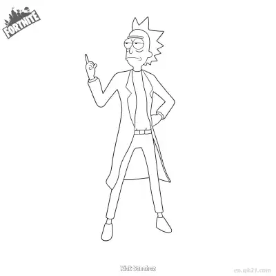 瑞克·桑切斯 01简笔画 素描 涂鸦 - 免费可打印堡垒之夜 下载PDF – 免费可打印简笔画涂色画